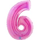 Stor Talballon Holografisk Pink