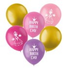 Prinsesse Happy Birthday Latexballoner Lyserød Mix