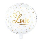 Love Rund Folieballon Guld/Hvid