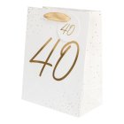 40 Års Gavepose Hvid/Guld