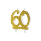 60 Års Glitter Kagelys Guld