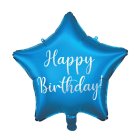 Stjerne Happy Birthday Folieballon Blå
