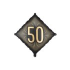 50 Års Kvadrat Folieballon Sort/Guld