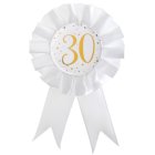 30 Års Rosette Hvid/Guld