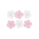 Papirblomster Med Perle Lyserød/Hvid