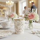 Blomster Papkrus Beige/Guld
