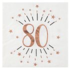 80 Års Konfetti Servietter Rosaguld