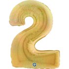 Holografisk Talfolieballon 2 Guld