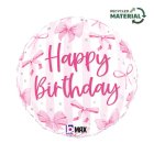Happy Birthday Sløjfe Folieballon Lyserød