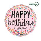 Happy Birthday Konfetti Folieballon Lyserød