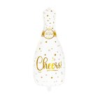 Champagneflaske Folieballon Hvid/Guld