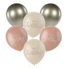 Happy Birthday Latexballoner Crème Rose