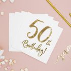 50 Års Servietter Guld/Hvid