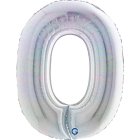 Talballon 0 Holografisk Sølv