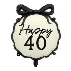 Happy 40 Folieballon Sort/Hvid