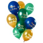 Happy Birthday Ballon Mix Grøn/Guld