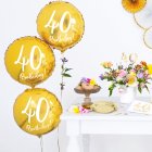 Rund 40th Birthday Folieballon Guld