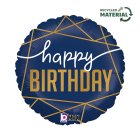 Happy Birthday Folieballon Blå