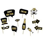 Nytårs Photobooth Rekvisitter Sort/Guld