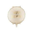 Happy Birthday Rund Folieballon Creme
