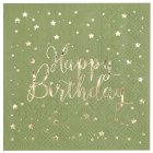 Happy Birthday Servietter Oliven