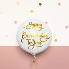 Rund Happy Birthday Folieballon Hvid/Guld