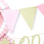 Vimpelguirlande Lyserød/Glitter Guld
