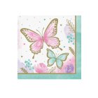 Sommerfugl Servietter Rosa/Lilla/Mint