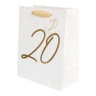 20 Års Gavepose Hvid/Guld