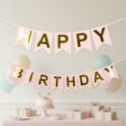 Happy Birthday Guirlande Lyserød/Guld