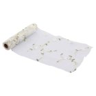 Broderet Organza Bordløber Hvid/Grøn