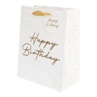 Happy Birthday Gavepose Hvid/Guld