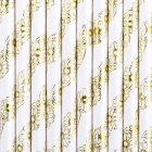 Blomstret Papirsugerør Guld/Hvid