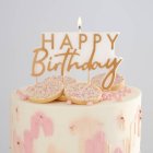 Happy Birthday Kagelys Guld/Hvid