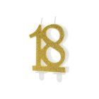 18 Års Glitter Kagelys Guld