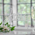 Just Married Træ Bordskilt Hvid