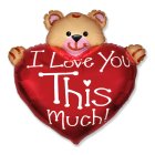 I Love You Bamse Folieballon Rød
