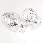 Grattis Konfetti Balloner Sølv