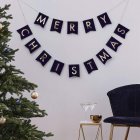 Merry Christmas Flagguirlande Marineblå