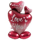 Love You Stående Hjerte Folieballon