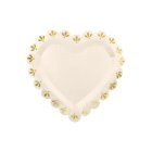 Hjerteformede Paptallerkener Creme/Guld