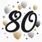 80 Års Balloner Servietter