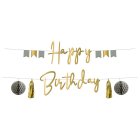 Golden Dawn Happy Birthday Honeycomb Guirlande