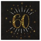 60 Års Servietter Glitter Guld/Sort