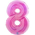Stor Talballon Holografisk Pink 8