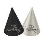 Happy Birthday Mini Partyhatte Sort/Hvid