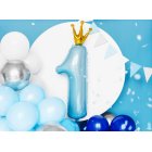 1 Års Krone Folieballon Lyseblå