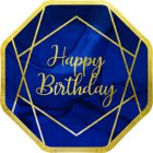 Navy & Gold Happy Birthday Tallerkener