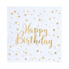 Happy Birthday Servietter Hvid/Guld