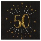 50 Års Glitter Servietter Guld/Sort